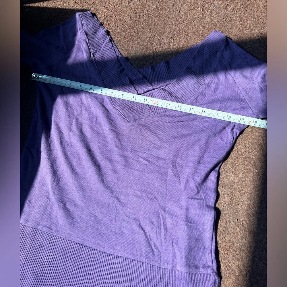 Zara | 100% cotton purple deep v-neck oversized sweater | size S - Picture 10 of 11